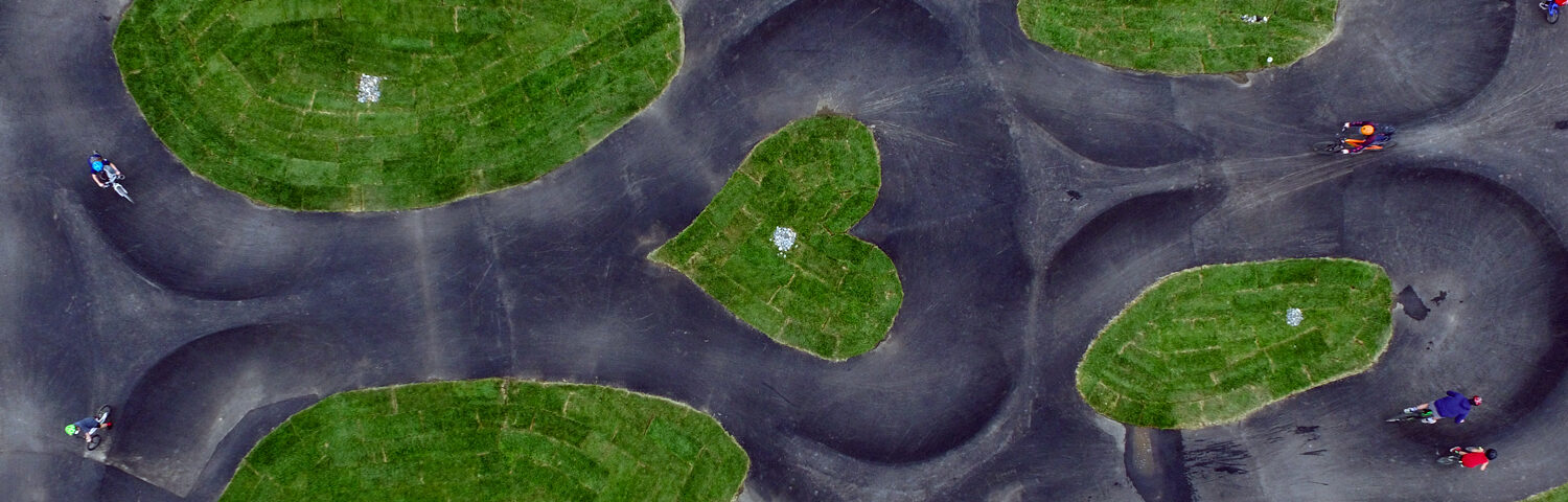 Arial view of Enchantment park bike pump track
