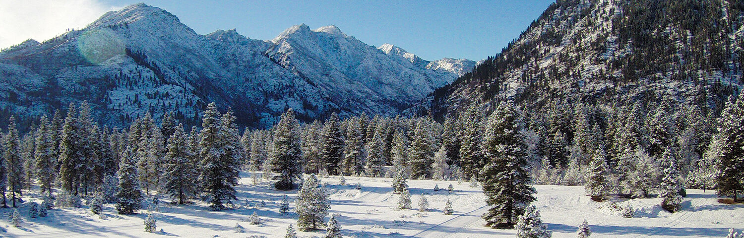View of Sleeping Lady mountain in the Winter