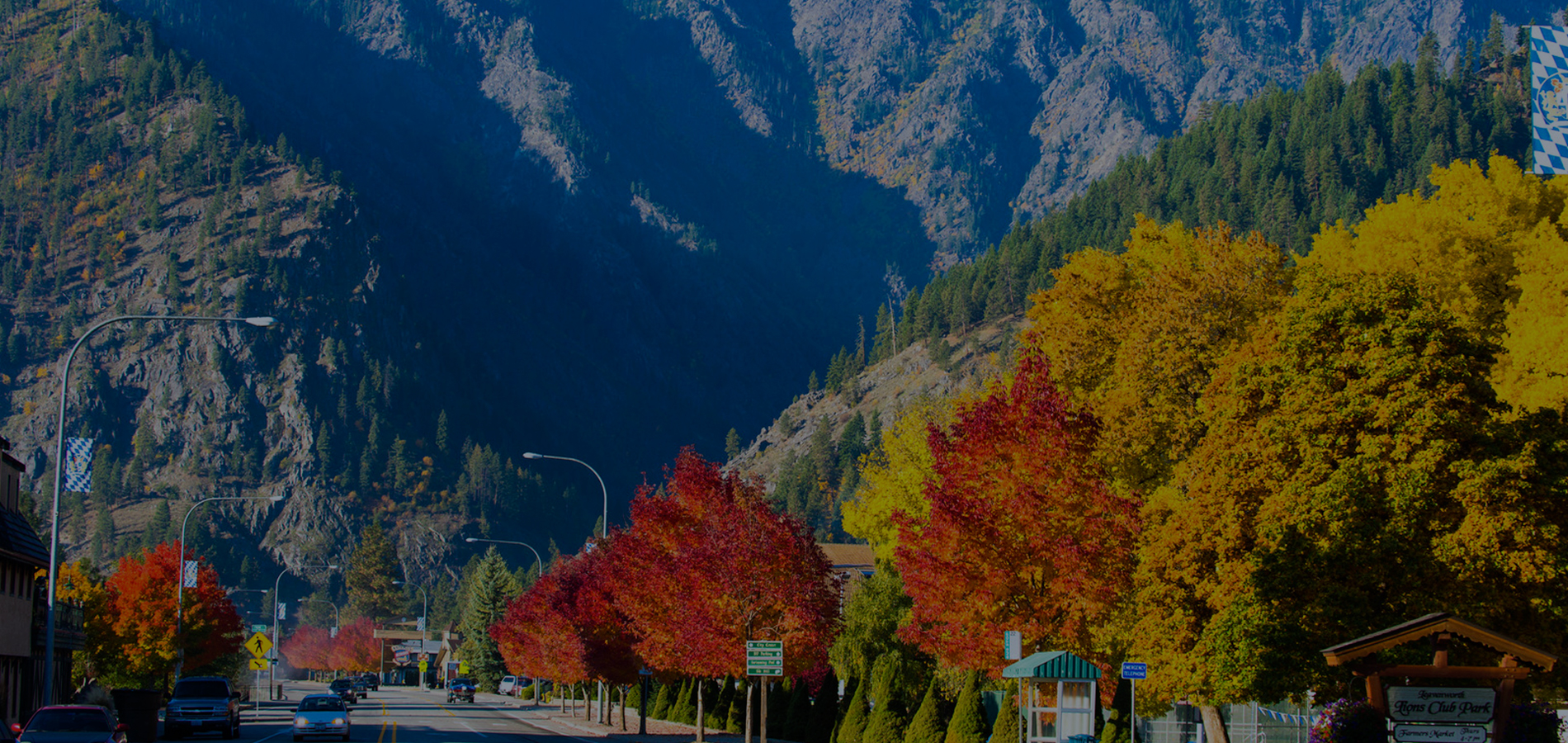 Fall colors along the street in Leavenworth Washington
